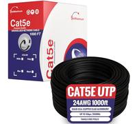 Cables Direct Online 1000ft Cat5e Solid 24AWG Cable UTP Cat5 Bulk Pull Box Network Copper Clad Aluminum Wire (Unshielded (UTP), Black)
