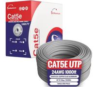 Cables Direct Online 1000ft Cat5e Solid 24AWG Cable UTP Cat5 Bulk Pull Box Network Copper Clad Aluminum Wire (Unshielded (UTP), Grey)