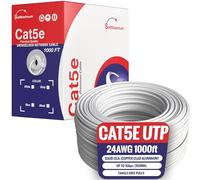 Cables Direct Online 1000ft Cat5e Solid 24AWG Cable UTP Cat5 Bulk Pull Box Network Copper Clad Aluminum Wire (Unshielded (UTP), White)