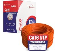 Cables Direct Online CAT6 Cable 1000ft Pull Box Solid Ethernet LAN UTP Cable 23AWG 550Mhz RJ45 Network CCA Copper Clad Aluminum Wire Bulk (Orange)
