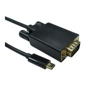 USB 3.1 Type C to 15 Pin VGA Plug 1080p 60Hz Adapter Cable 1m/2m/3m/5m Black
