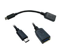 15cm USB 3.0 Type C (M) to Type A (F) Cable - Black