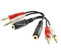 CablesOnline, 2-Pack 6-inch 3.5mm Stereo female to Dual 3.5mm Mono Male Left/Right Adapter Cable, AV-Y16-2