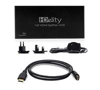 Cablesson 1x2 HDMI 2.0 Splitter with EDID (18G) with Basic 2m High Speed HDMI Cable with Ethernet - Black