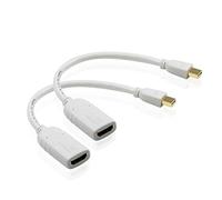 Cablesson 2 Pack Mini Display Port to HDMI Converter Video Cable Male to Female - 3D with Audio - Thunderbolt Mini DP to HDMI Adapter for iMac, MacBook Pro, MacBook Air, Mac mini, Microsoft Surface