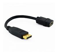 Cablesson DisplayPort to HDMI Multimode Short Cable - DP Male to Female HDMI video adapter - Active with audio, 4k, Full HD, HDMI 2.0/1.4, for HDTV, Apple and PC - DP to HDMI adapter - Black - 200mm