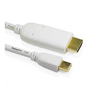 Cablesson - Mini DisplayPort to HDMI Adapter Cable mini DP to HDMI - 2m Thunderbolt Compatible with Gold Connector 1080p HDTV Audio Cable for Macbook, iMac, MacBook Air, Mac Mini or Tablets - White