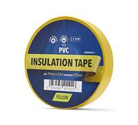 cableties.co.uk Yellow Electrical Insulation Tape, 19mm x 33m, Strong Self-Adhesive PVC Tape. Quality Professional Heat Resistant Waterproof Insulating Tape for Electricians, Indoor/Outdoor
