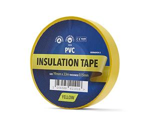 cableties.co.uk Yellow Electrical Insulation Tape, 19mm x 33m, Strong Self-Adhesive PVC Tape. Quality Professional Heat Resistant Waterproof Insulating Tape for Electricians, Indoor/Outdoor