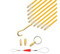 Cabling Rods, Fiberglass Electrical Connectable Fish Tape Pull Kit, 10Rods X 33cm Cable Rod Set with Hook and Hole Kit Wire Device Through The Wall