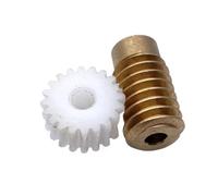 Cabluandry 1pcs 0.8M Worm Gear Set 5mm 6mm Bore 0.8 Module 30 Teeth POM Worm Gear with Step 12x26mm Brass Worm Shaft Rod Position(5mm)