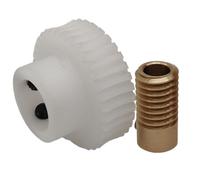 Cabluandry 1pcs 1 Module Plastic Worm Gear Copper Worm Rod Set 1M 30T 6mm Bore Worm Gear 1:30 Transmission Turbine Gear Worm Shaft Position(4mm bore)