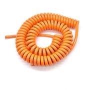 Cabluandry 2 Core Stretchable Cable Stretch 5 Meters Coiled PU Orange Cold Resistant Pure Copper Electronic Wire Elastic Cable(0.5mm2 20AWG)
