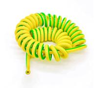 Cabluandry Stretch 13 Meters Coiled Electrical Line Cord Stretchable Single Core Grounding Cable Yellow Green Striking Color(20AWG 0.5mm2)