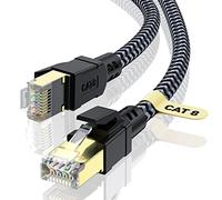 CABNEER Cat 8 Ethernet Cable 3 meters, High-Speed Gigabit Braided RJ45 LAN Patch Cord, 40Gbps 2000Mhz, Lan Network Cable Compatible for Modem, Router, Faster than Cat7