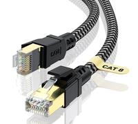 CABNEER Cat 8 Ethernet Cable 7M, High-Speed Gigabit Braided RJ45 LAN Patch Cord, 40Gbps 2000Mhz, Lan Network Cable Compatible for Modem, Router, Faster than Cat7