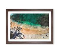 Cabo Bello Beach in Mexico Painting Framed Print | A2 Walnut Framed Wall Art | Ready to Hang | Modern Beach Picture | Living Room Bedroom Lounge Office