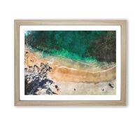 Cabo Bello Beach In Mexico Painting Modern Art Framed Print | A3 Oak Framed Wall Art | Ready to Hang | Modern Beach Picture | Living Room Bedroom Lounge Office