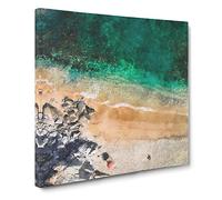 Cabo Bello Beach In Mexico Painting Modern Canvas Wall Art Print Ready to Hang, Framed Picture for Living Room Bedroom Home Office Décor, 20x20 Inch (50x50 cm)