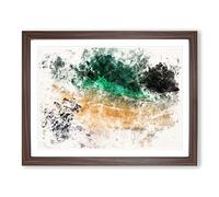 Cabo Bello Beach In Mexico Watercolour Modern Framed Print | A2 Walnut Framed Wall Art | Ready to Hang | Modern Beach Picture | Living Room Bedroom Lounge Office