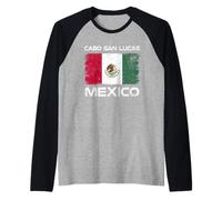 Cabo San Lucas Mexico Flag Design Proud Mexican Flag Raglan Baseball Tee