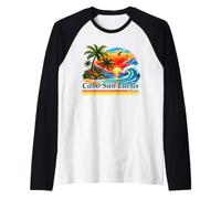 Cabo San Lucas Mexico Retro Sunset Beach Summer Vacation Raglan Baseball Tee