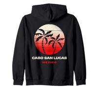 Cabo San Lucas Mexico Summer Vacation Retro Sunset Palm Zip Hoodie