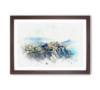 Cabo San Lucas Skyline in Mexico in Abstract Framed Print | A2 Walnut Framed Wall Art | Ready to Hang | Abstract Cityscape Picture | Living Room Bedroom Lounge Office
