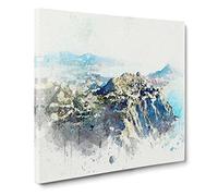 Cabo San Lucas Skyline in Mexico in Abstract Modern Canvas Wall Art Print Ready to Hang, Framed Picture for Living Room Bedroom Home Office Décor, 14x14 Inch (35x35 cm)