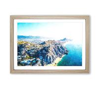 Cabo San Lucas Skyline in Mexico Painting Framed Print | A2 Oak Framed Wall Art | Ready to Hang | Modern Cityscape Picture | Living Room Bedroom Lounge Office