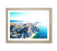 Cabo San Lucas Skyline In Mexico Painting Modern Art Framed Wall Art Print, Ready to Hang Picture for Living Room Bedroom Home Office Décor, Oak A2 (64 x 46 cm)