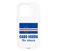 Cabo Verde Flag with Motto of Cape Verde NO STRESS Case for iPhone 15 Pro