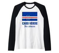 Cabo Verde Flag with Motto of Cape Verde NO Stress Raglan Baseball Tee