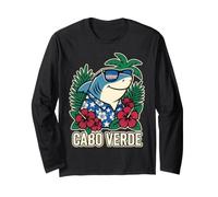 Cabo Verde Tropical Shark Retro Graphic Long Sleeve T-Shirt