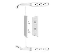 CABOCASA Ultra Thin 6ft Double Socket Cover, Universal Size, 6ft Extension Lead with 3 Sockets on Each Side, Ideal for Household Appliances