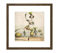 Caboche Louise Fitzjames Vegetable Ballet Dancer 8X8 Inch Square Wooden Framed Wall Art Print Picture with Mount Artery8 Brown One Size