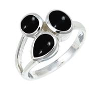 Cabochon Black Onyx Gemstone Women Silver Plated Ring C1152BY_X