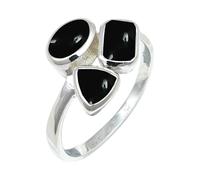 Cabochon Black Onyx Gemstone Women Silver Plated Ring C1155BY_15_(P)