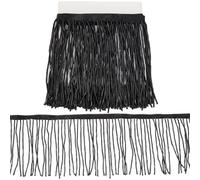 CABODYALS 0.91M 104mm Black Glass Beaded Tassel Wide Fringe Trimming Vintage Sparkle Beads Braid Ribbon Decorative Polyester Chain for Sewing Making Dress Costume Home Curtain Decor Diy Craft