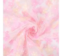 CABODYALS 1.3M 0.91M Light Pink 3D Floral Embroidered Gradient Plum Blossom Pattern Mesh Flower Embroidery Lace Tulle Fabric for Sewing Making Clothing Home Decoration Costume Accessories Diy