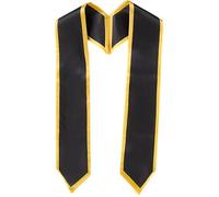 CABODYALS 1.5M Long Black And Gold Graduation Sash Satin Sublimation Honor Plain Grad Stole Unisex Smooth Silk Soft Classic End Sashes for Adults Academic Choral Ceremony Graduation Society