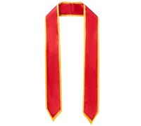 CABODYALS 1.5M Long Red Graduation Sash With Gold Trim Sublimation Honor Plain Grad Satin Stole Unisex Smooth Silk Soft Classic End Sashes Shawl for Adults Academic Choral Ceremony Graduation Society