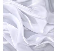 CABODYALS 1.5M White Organza Shiny Sheer Fabric Soft Silky Glittering Iridescent Crystal Gauze Edging Satin Tulle Transparent Cloth for Sewing Making Dressing Valentines Day Diy Craft Supply