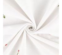 CABODYALS 1.6M Floral Patterned Beige Fabrics Little Red Tulip Flower Print Light Colored Polycotton Flowers Printed Quilt Patchwork Fabric for Sewing Making Quilting Dress Diy Craft Supply