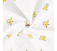 CABODYALS 1.6M Floral Patterned Fabrics Yellow Flower Printed Beige Cloth Base Patchwork by the Yard Polycotton Quilting Flowers Fabric for Sewing Making Upolstery Accessories Diy Craft Supply