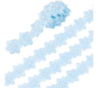 CABODYALS 1.83M 1 3/4 Inch Blue Floral Lace Ribbon Trim Flower Pearl Beads Florals Design Embroidered Edge Trims for Sewing Making Clothing Home Decor Handmade Gift Wrapping Wedding Crafts Diy Decor