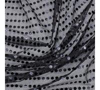 CABODYALS 1.83M Sequin Fabric By The Metre Black Sequins Mesh Tulle Sparkle Flat Paillette Fabrics Shiny Glitter Netting Gauze Cloth for Sewing Making Craft Clothes Dress Gowns Costumes Home Decor Diy