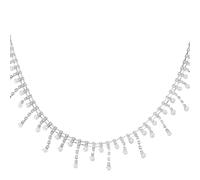 CABODYALS 1.83M Silver Pearl Rhinestone Chain Crystal Diamond Tassel Fringe Trim Bling Pearls Beaded Ribbon Applique Jewelry Chains for Sewing Making Crafts Wedding Clothes Bridal Diy Embellishments