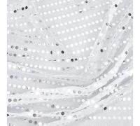 CABODYALS 1.83M White Glitter Sequin Mesh Fabric Silver Metallic Tulle Cloth by The Metre Sparkle Flat Paillette Netting Gauze Fabrics for Sewing Making Crafts Dresses Clothes Party Costume Decor Diy