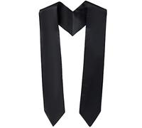 CABODYALS 1.8M Long Black Satin Graduation Stole Sublimation Honor Plain Grad Sash Unisex Smooth Silk Soft Fabric Shawl Classic End Stoles for Adults Academic Choral Ceremony Graduation Diy Society